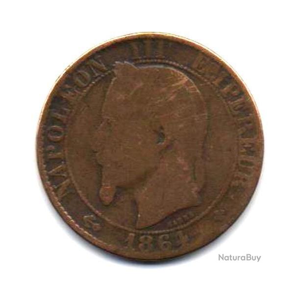 Pice de Monnaie  France Cinq centimes Napolon III, tte nue 1864 Strasbourg