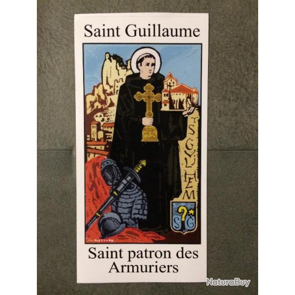 Autocollant " Saint patron des armuriers " . 21/10 cm