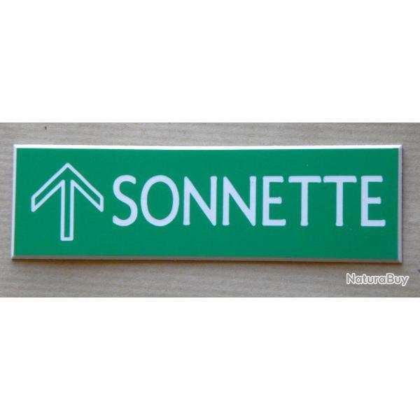 plaque grave panneau vert "SONNETTE + FLECHE en haut Format 70x200 mm