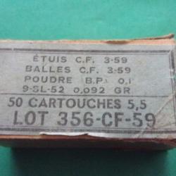 1 Boite avec 28 cartouches de 22 LR Armée Française de 1959