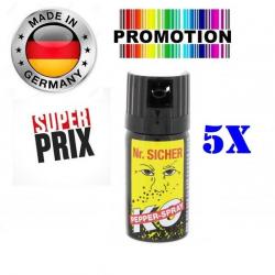 Promo!! 5 x Bombe Lacrymogène Poivre concentré 40 ml Made In Allemagne