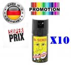 Promo!! 10 x Bombe Lacrymogène Poivre concentré 40ml Made In Allemagne