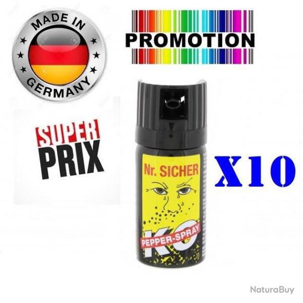 Promo!! 10 x Bombe Lacrymogne Poivre concentr 40ml Made In Allemagne
