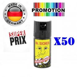 Promo!! 50 x Bombe Lacrymogène Poivre concentré 40ml Made In Allemagne