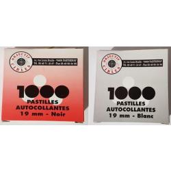 Lot de deux boîtes (noires et blanches) de 1000 pastilles/gommettes 19 mm Objectif Cibles
