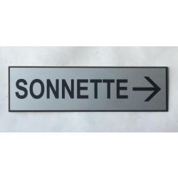 plaque gravée panneau "SONNETTE + FLECHE à DROITE Format 70x200 mm