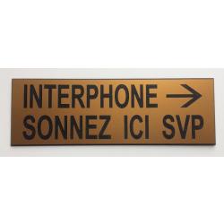 plaque gravée pancarte "INTERPHONE SONNEZ ICI SVP" Format 50x150 mm