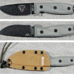RC3P Couteau ESEE Model 3 Lame Acier Carbone 1095 Etui Coyote + Clip Made In USA