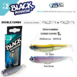 DOUBLE COMBO BLACK MINNOW FIIISH 9 cm / 5 g Rainbow - Or Bleu