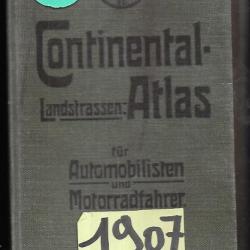 atlas routier de 1907, en allemand continental landstrassen atlas fur mittel europa pneu