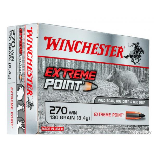20 Munitions WINCHESTER cal 270 Win 130gr Extreme Point
