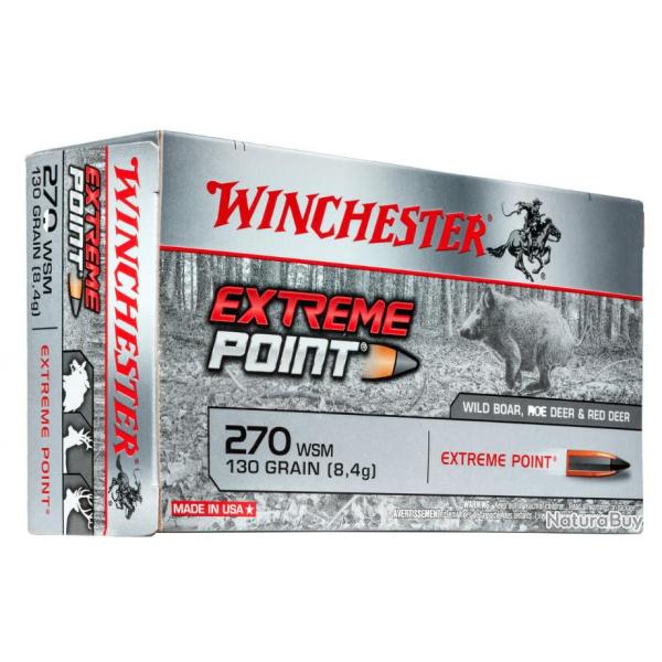 20 Munitions WINCHESTER cal 270 WSM 130gr Extreme Point