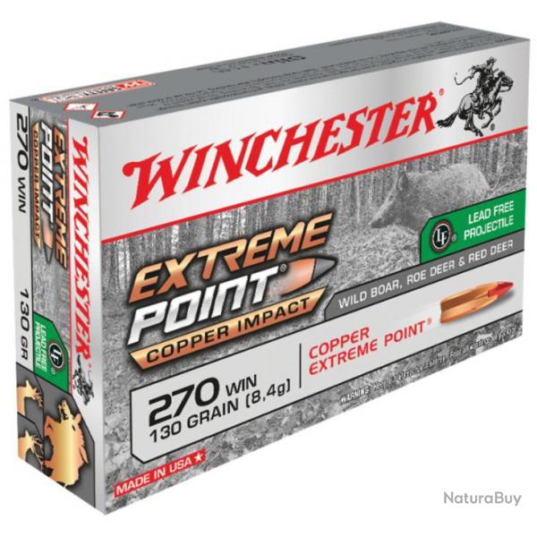 20 Munitions WINCHESTER cal 270 Win 130gr Extreme Point Lead Free