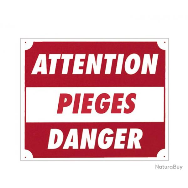 ( Panneau ''Attention piges danger'' 30 x 25 cm - Aluminium)Panneau ''Attention piges danger'' 30 