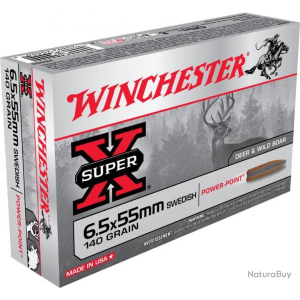 20 Munitions WINCHESTER cal 6.5X55 SWD 140gr Power Point