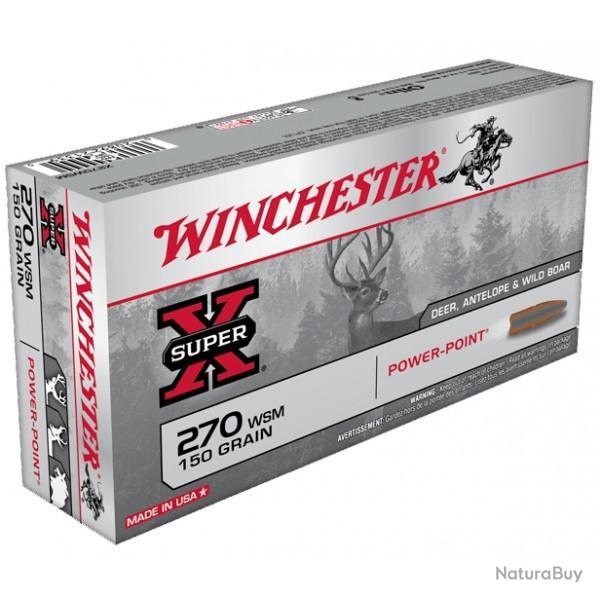 20 Munitions WINCHESTER cal 270 WSM 150gr Power Point
