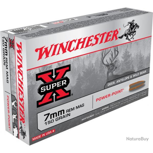 20 Munitions WINCHESTER cal 7mm Rem Mag 150gr Power Point