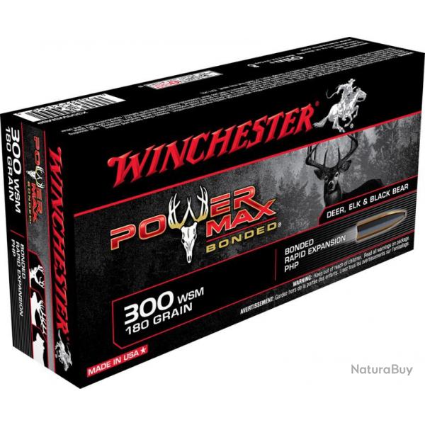 20 Munitions WINCHESTER cal 300 WSM 180gr Power Max Bonded