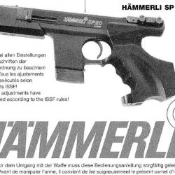 Manuel pour pistolet HAMMERLI SP20