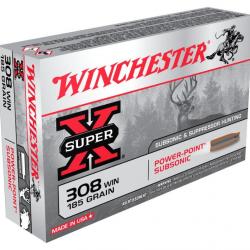 20 Munitions WINCHESTER cal 308 Win 185gr Power Point Subsonic