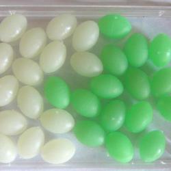 sachet  de 30  perles ovale 8 mm x 6mm phosphorescente pour montage ligne