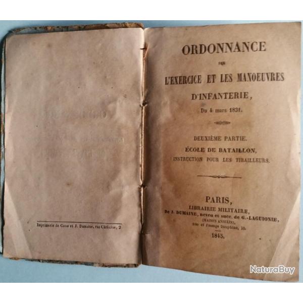 livre Ordonnance du roi sur l'exercice et les manoeuvres de l'infanterie, du 4 mars 1831.