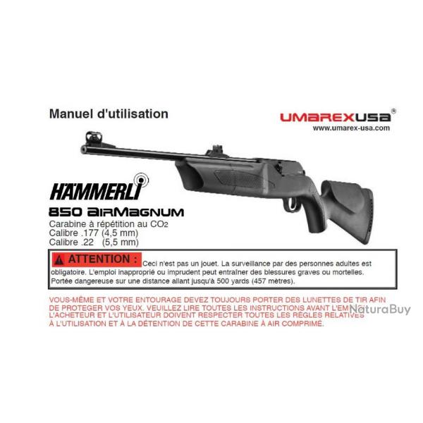 Mode d'emploi en Franais Hammerli 850 Air Magnum