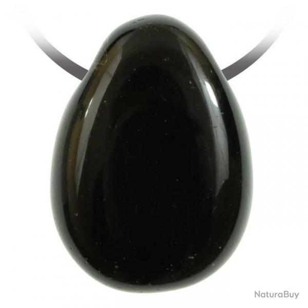 Pendentif goutte pierre perce en obsidienne noire