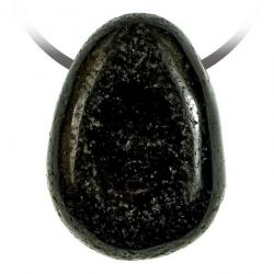 Pendentif goutte pierre percée en tourmaline noire