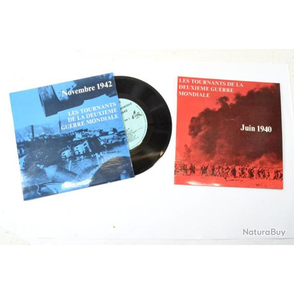 Lot x 2 disque vinyle 45T Les tournants de la Deuxime Guerre Mondiale, Juin 1940 et Novembre 1942