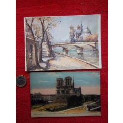 Notre Dame de Paris. Lot de 2 cartes
