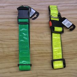 Lot de 2 Colliers (vert+jaune) avec attache rapide + bande réfléchissante L:40mm.