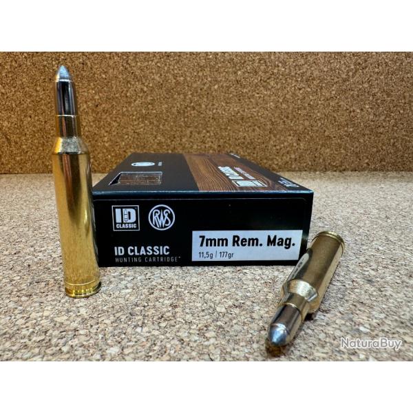 1 BOITE DE MUNITIONS CHASSE RWS CAL: 7mm REM MAG  ID CLASSIC  11.5 GR