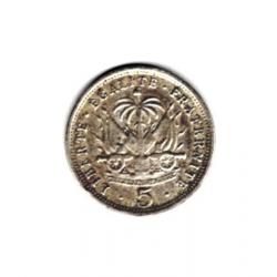 Pièce de Monnaie HAÏTI 5 Centimes emblème / président Nord Alexis 1904 Waterbury