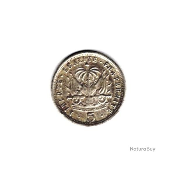 Pice de Monnaie HATI 5 Centimes emblme / prsident Nord Alexis 1904 Waterbury