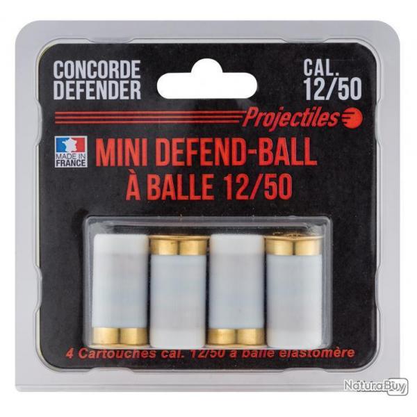 Blister de 4 Cartouches Mini Defend-ball Cal. 12/50  pour arme de dfence ou autre