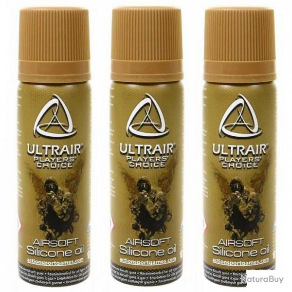 Pack Lot de 3 Huiles de silicone en spray lubrifiant pour rplique Airsoft et Pistolet  bille