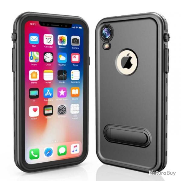 RedPepper Coque Etanche Anti Choc pour iPhone, Couleur: Noir, Smartphone: iPhone XR