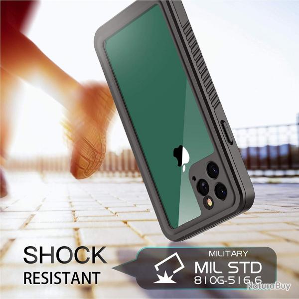 RedPepper Coque Etanche Anti Choc pour iPhone, Couleur: Noir, Smartphone: iPhone 11