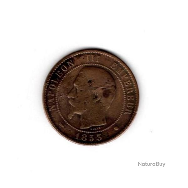 Pice de Monnaie  France  10 centimes NAPOLEON III 1853 MARSEILLE