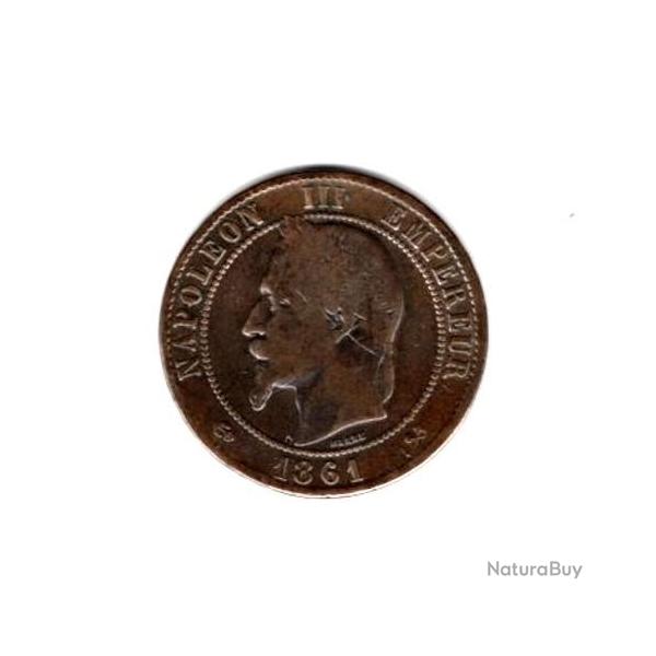 Pice de Monnaie  France  10 centimes NAPOLE0N III 1861 BORDEAUX