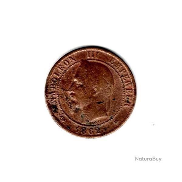 Pice de Monnaie  France  10 centimes NAPOLEON III 1862 PARIS