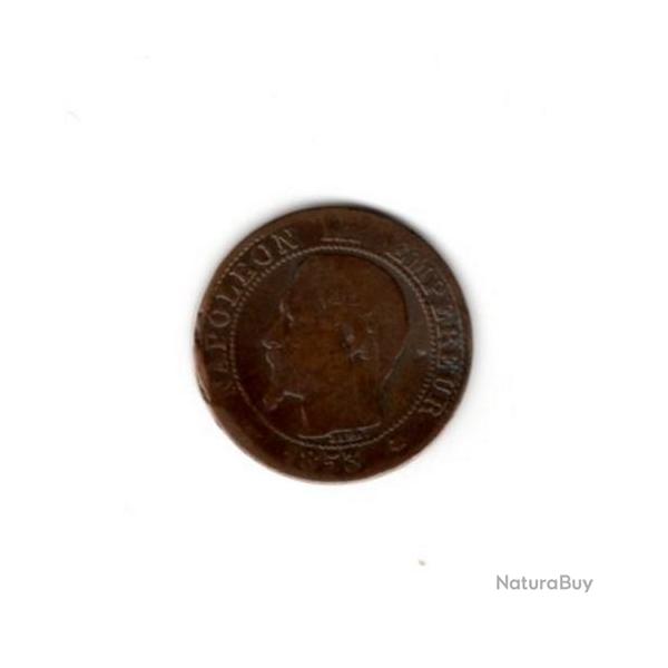 PIECE DE MONNAIE FRANCE  CINQ CENTIMES NAPOLEON III 1853 STRASBOURG