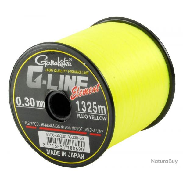 Nylon G-line Element Fluo Yellow Gamakatsu 0.28mm / 5.70kg /1490m
