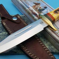 Couteau de Chasse Frost Cutlery Chipaway Running Bear Bowie Etui Cuir FCW600YB