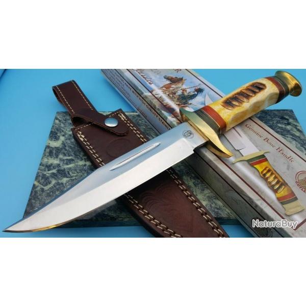 Couteau de Chasse Frost Cutlery Chipaway Running Bear Bowie Etui Cuir FCW600YB