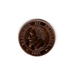 PIECE DE MONNAIE FRANCE  DEUX CENTIMES NAPOLEON III 1861 BORDEAUX