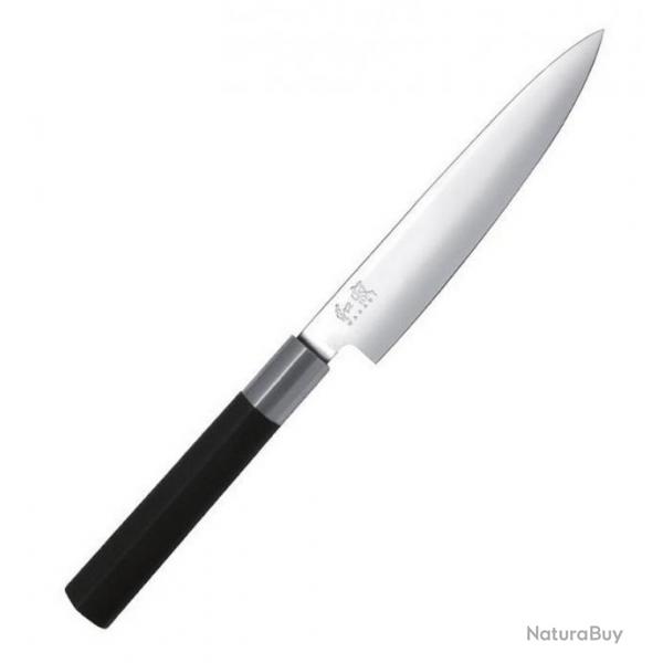 Couteau de cuisine japonais universel "Wasabi Black", Long. lame 15 cm [Kai]