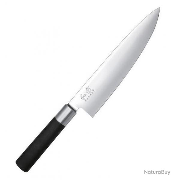 Couteau de cuisine japonais "Wasabi Black", Long. lame 20 cm [Kai]