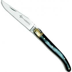 Couteau Laguiole corne "carbone" 11 cm / 12 cm, Longueur manche 12 cm [Arbalète G. David]